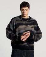 Jersey de punto con estampado de camuflaje marrón oscuro