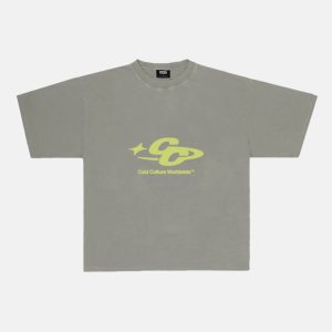 CAMISETA CON LOGOTIPO CC Y ESTRELLA, GRIS NATURAL