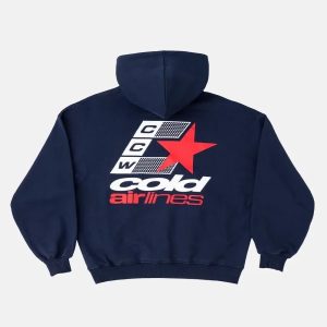 Sudadera con capucha de aerolíneas azul marino