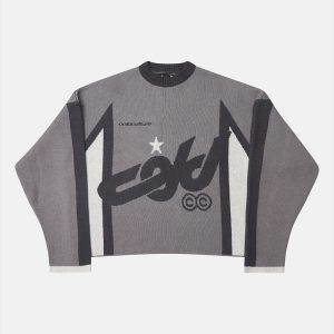 Jersey de punto WINNER gris, negro y blanco