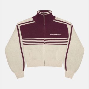 Jersey POWERLINE ZIP DE PUNTO BEIGE Y BURGUNDY