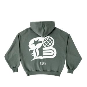 Sudadera con capucha Cold Logos color verde ceniza