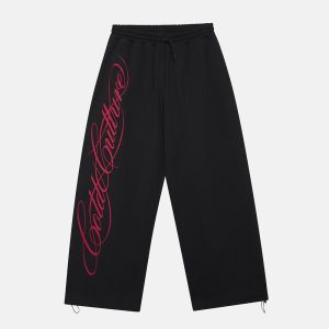 PANTALONES DEPORTIVOS NEGROS CON SCRIPT