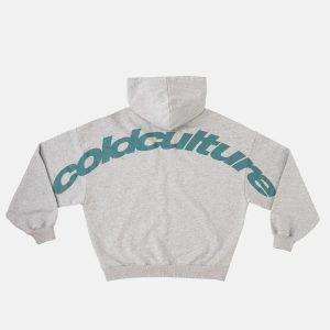 Sudadera con capucha curvada, gris ceniza