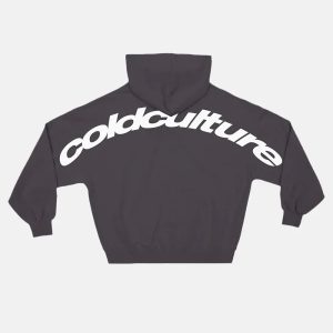 SUDADERA CON CAPUCHA CURVA GRIS GRUESO