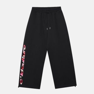 PANTALONES DEPORTIVOS DE CAMUFLAJE SALVAJE NEGROS