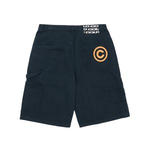 PANTALONES CORTOS DE DOBLE RODILLA DE DENIM AZUL OSCURO