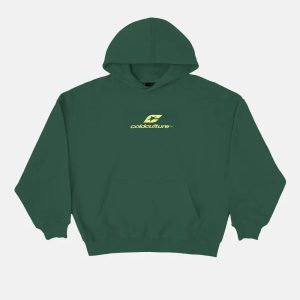 Sudadera con capucha curvada verde selva