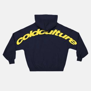 Sudadera con capucha curvada azul medianoche