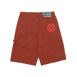 PANTALONES CORTOS DE DOBLE RODILLA DE DENIM COLOR COBRE LAVADO