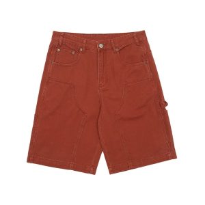 PANTALONES CORTOS DE DOBLE RODILLA DE DENIM COLOR COBRE LAVADO