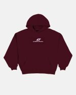 Sudadera con capucha curvada color rojo vino