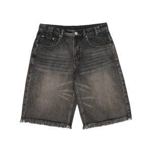 Pantalones cortos deshilachados V2 de mezclilla negra