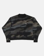 Jersey de punto con estampado de camuflaje marrón oscuro