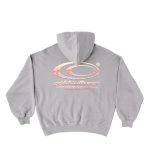 Sudadera con capucha con logo metálico desteñido, color gris basalto