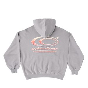 Sudadera con capucha con logo metálico desteñido, color gris basalto