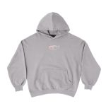 Sudadera con capucha con logo metálico desteñido, color gris basalto