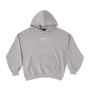 Sudadera con capucha con logo metálico desteñido, color gris basalto