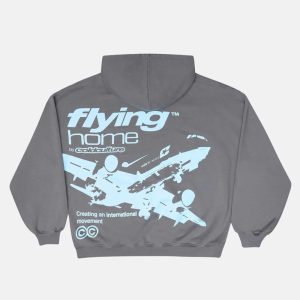 Sudadera con capucha Flying Home gris ahumado