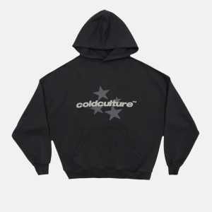 SUDADERA CON CAPUCHA ITALIC-STARS NEGRA