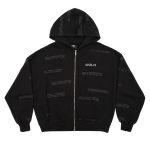 SUDADERA CON CAPUCHA Y CREMALLERA DE IDIOMAS NEGRA