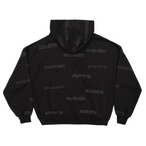SUDADERA CON CAPUCHA Y CREMALLERA DE IDIOMAS NEGRA